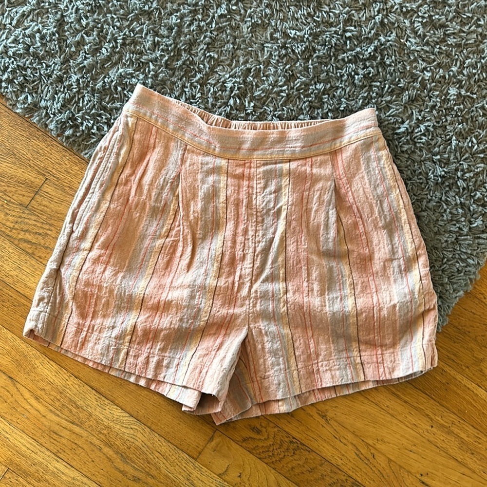 Madewell Clean Pull-On Shorts in Herringbone Strip in Ground Clay Size Small